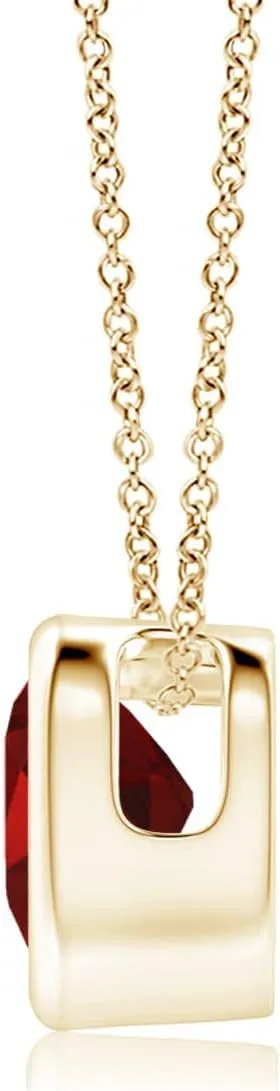 Angara Natural Bezel-Set Solitaire Heart Garnet Pendant in 14K Solid Gold/Platinum | January Birthstone, Birthday, Engagement, Anniversary, Wedding Jewelry Gift for Women