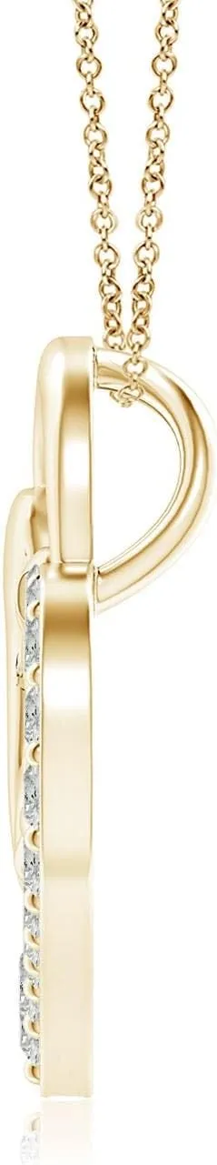Angara Natural Diamond Heart Mother & Baby Pendant in 14K Solid Gold/Platinum | April Birthstone, Birthday, Engagement, Anniversary, Wedding Jewelry Gift for Women