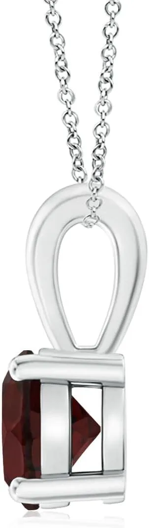 Angara Natural Garnet Round Solitaire Pendant Necklace for Women in Sterling Silver/14K Solid Gold/Platinum |January Birthstone Jewelry Gift for Her| Birthday| Wedding |Anniversary | Engagement