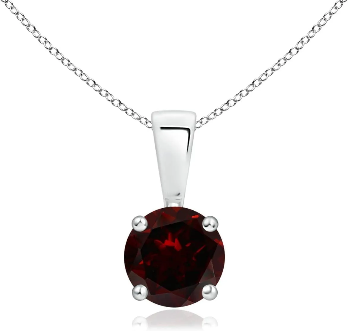 Angara Natural Garnet Round Solitaire Pendant Necklace for Women in Sterling Silver/14K Solid Gold/Platinum |January Birthstone Jewelry Gift for Her| Birthday| Wedding |Anniversary | Engagement