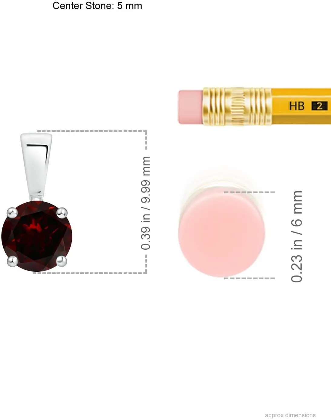 Angara Natural Garnet Round Solitaire Pendant Necklace for Women in Sterling Silver/14K Solid Gold/Platinum |January Birthstone Jewelry Gift for Her| Birthday| Wedding |Anniversary | Engagement