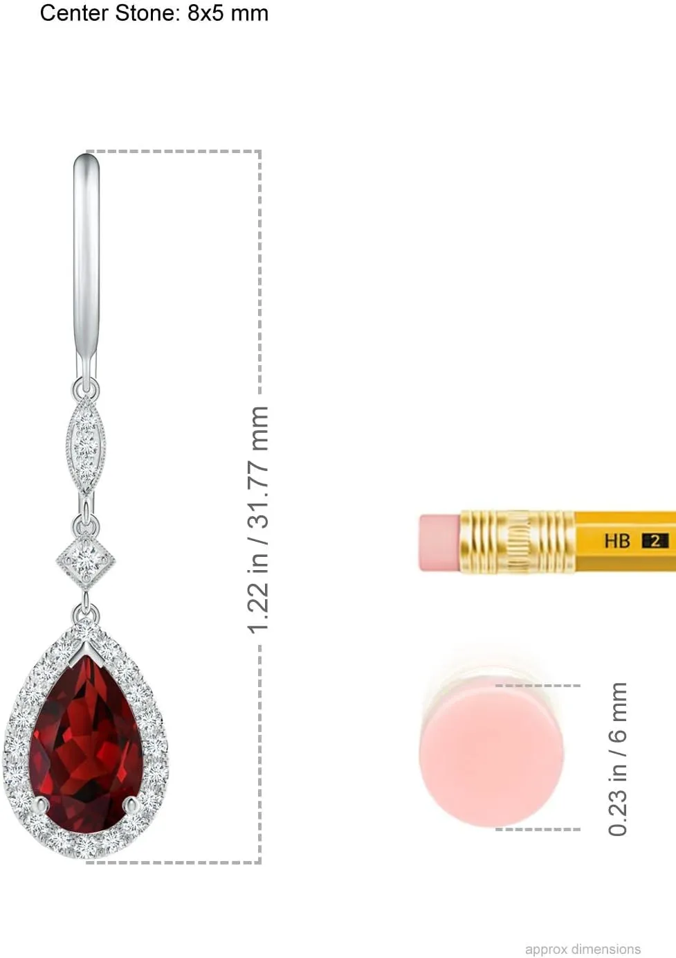 ANGARA Natural Pear-Shaped Garnet Drop Earrings with Diamond Halo in 14K Solid Gold/Platinum | January Birthstone, Birthday, Engagement, Anniversary, Wedding Jewelry Gift for Women