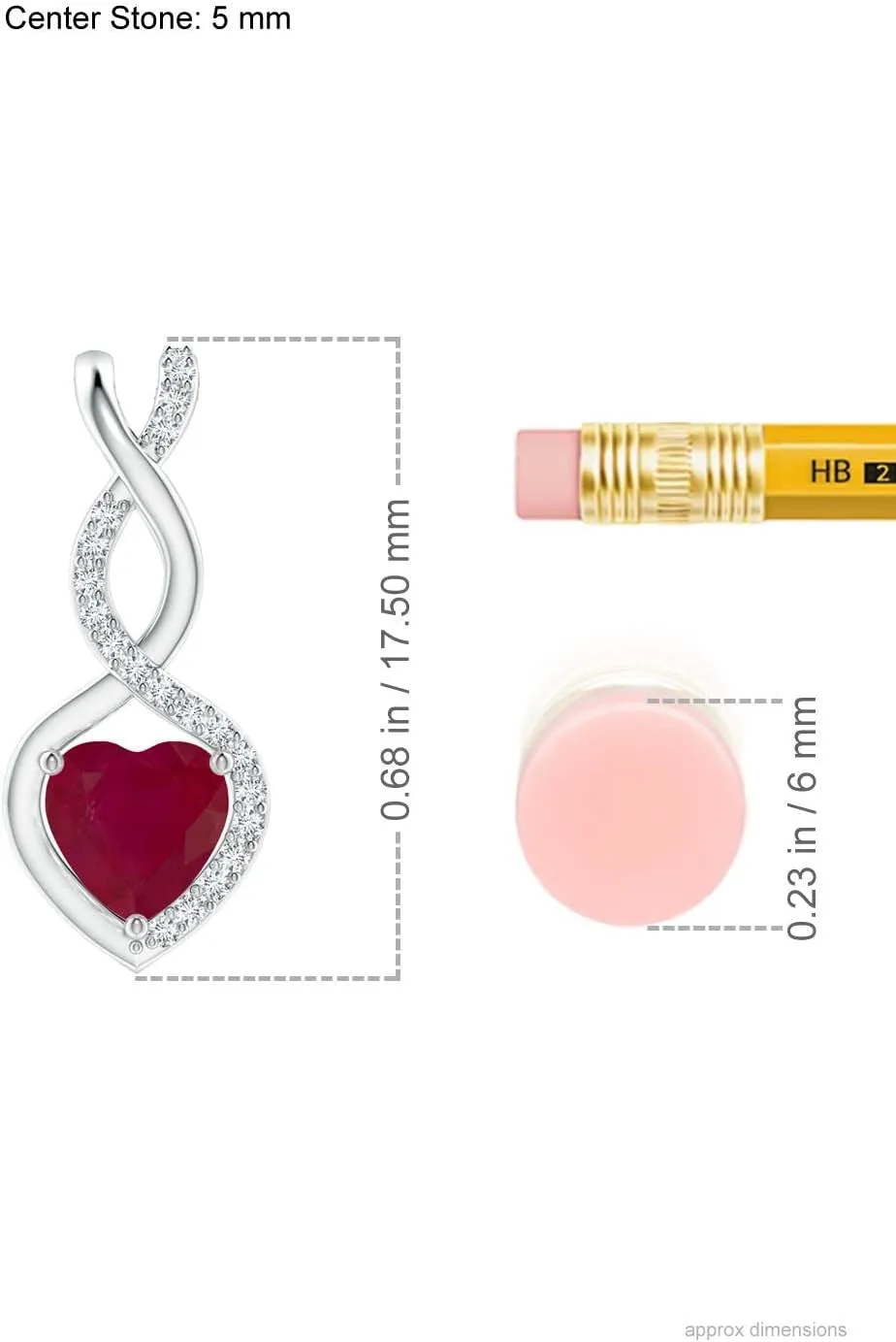 Angara Natural Ruby Infinity Heart Pendant with Diamonds in Silver / 14K Solid Gold/Platinum | July Birthstone, Birthday, Engagement, Anniversary, Wedding Jewelry Gift for Women