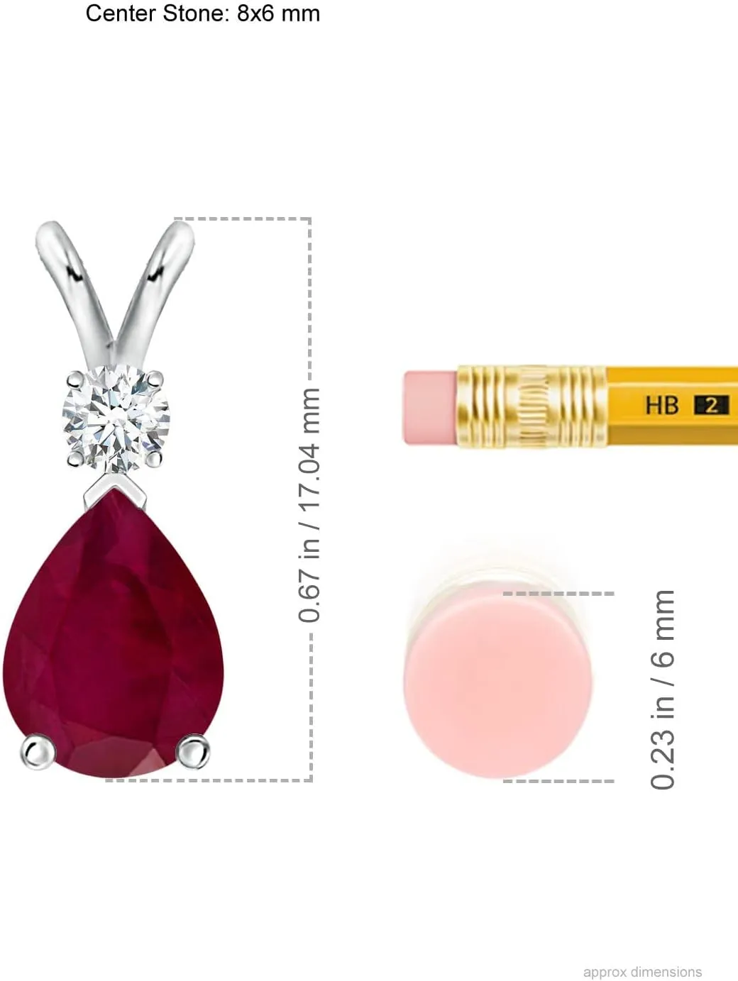 Angara Natural Ruby Teardrop Pendant with Diamond in Silver / 14K Solid Gold/Platinum | July Birthstone, Birthday, Engagement, Anniversary, Wedding Jewelry Gift for Women