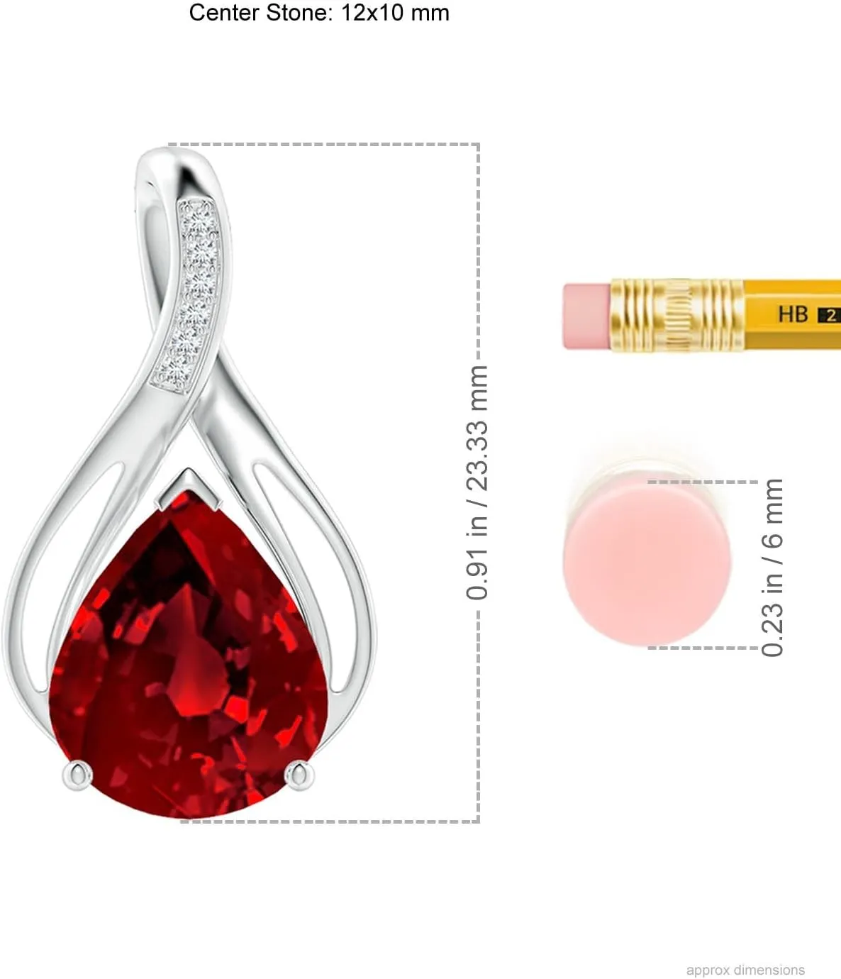 Angara Pear Lab Grown Ruby Infinity Twist Pendant with Diamonds in 14K Solid Gold/Platinum | July Birthstone, Birthday, Engagement, Anniversary, Wedding Jewelry Gift for Women