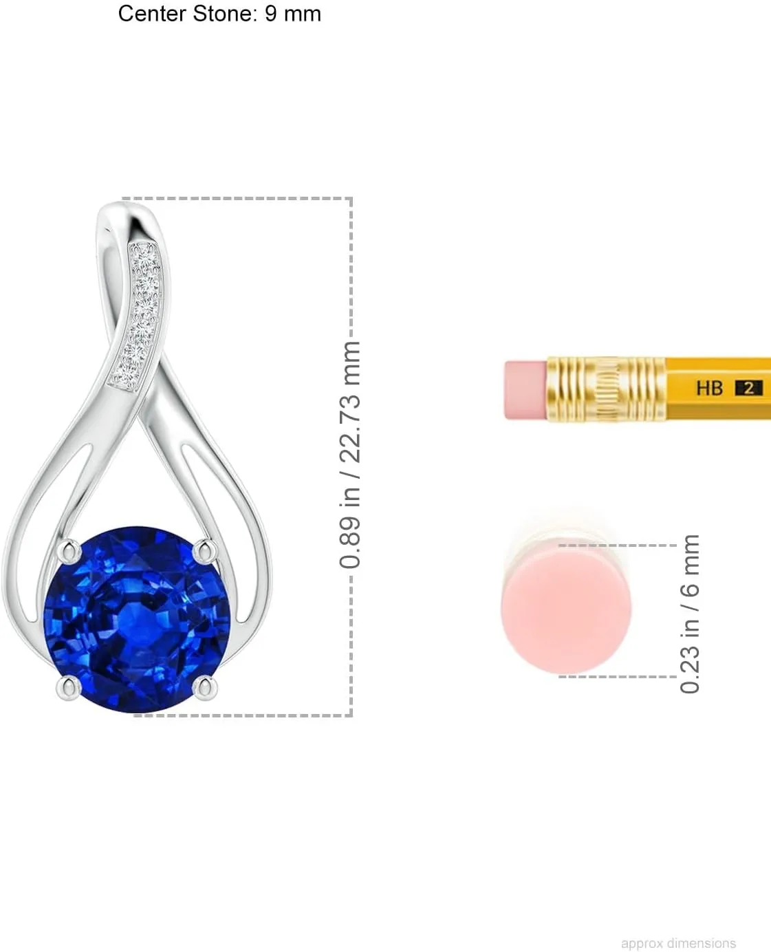 Angara Round Lab Grown Blue Sapphire Infinity Twist Pendant with Diamonds in 14K Solid Gold/Platinum | September Birthstone, Birthday, Engagement, Anniversary, Wedding Jewelry Gift for Women