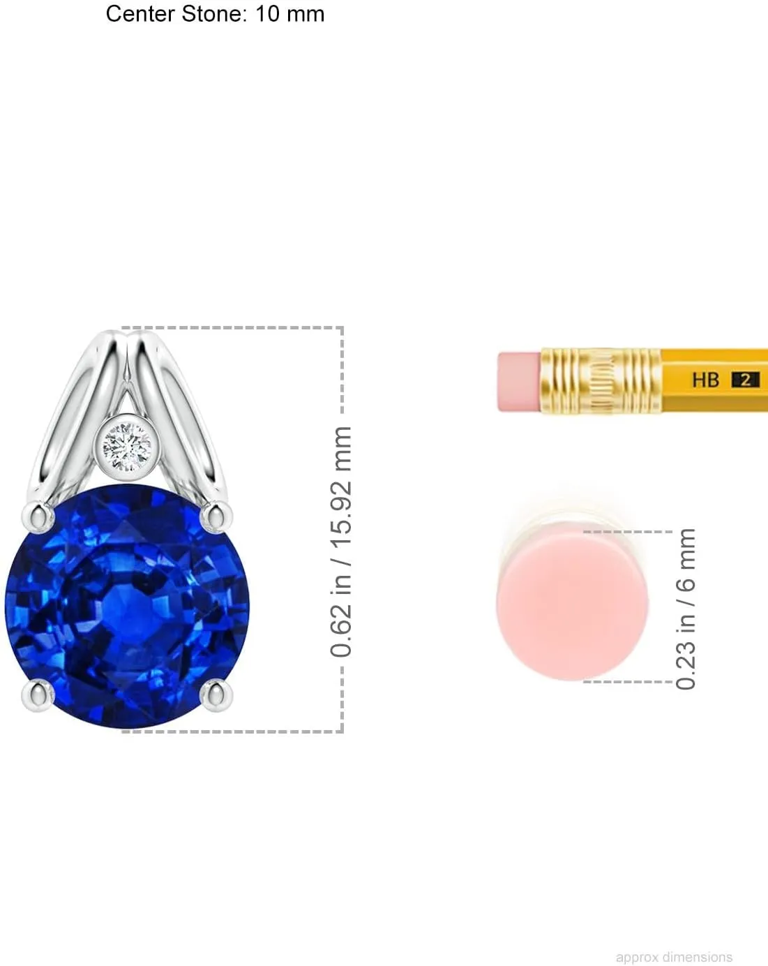 Angara Round Lab Grown Blue Sapphire Pendant with Diamond in 14K Solid Gold/Platinum | September Birthstone, Birthday, Engagement, Anniversary, Wedding Jewelry Gift for Women