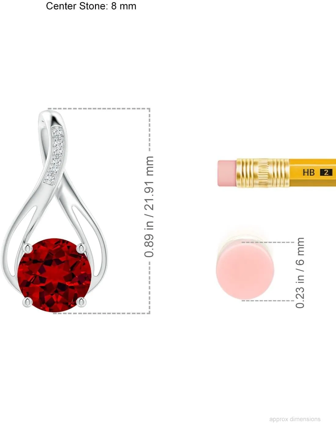 Angara Round Lab Grown Ruby Infinity Twist Pendant with Diamonds in 14K Solid Gold/Platinum | July Birthstone, Birthday, Engagement, Anniversary, Wedding Jewelry Gift for Women