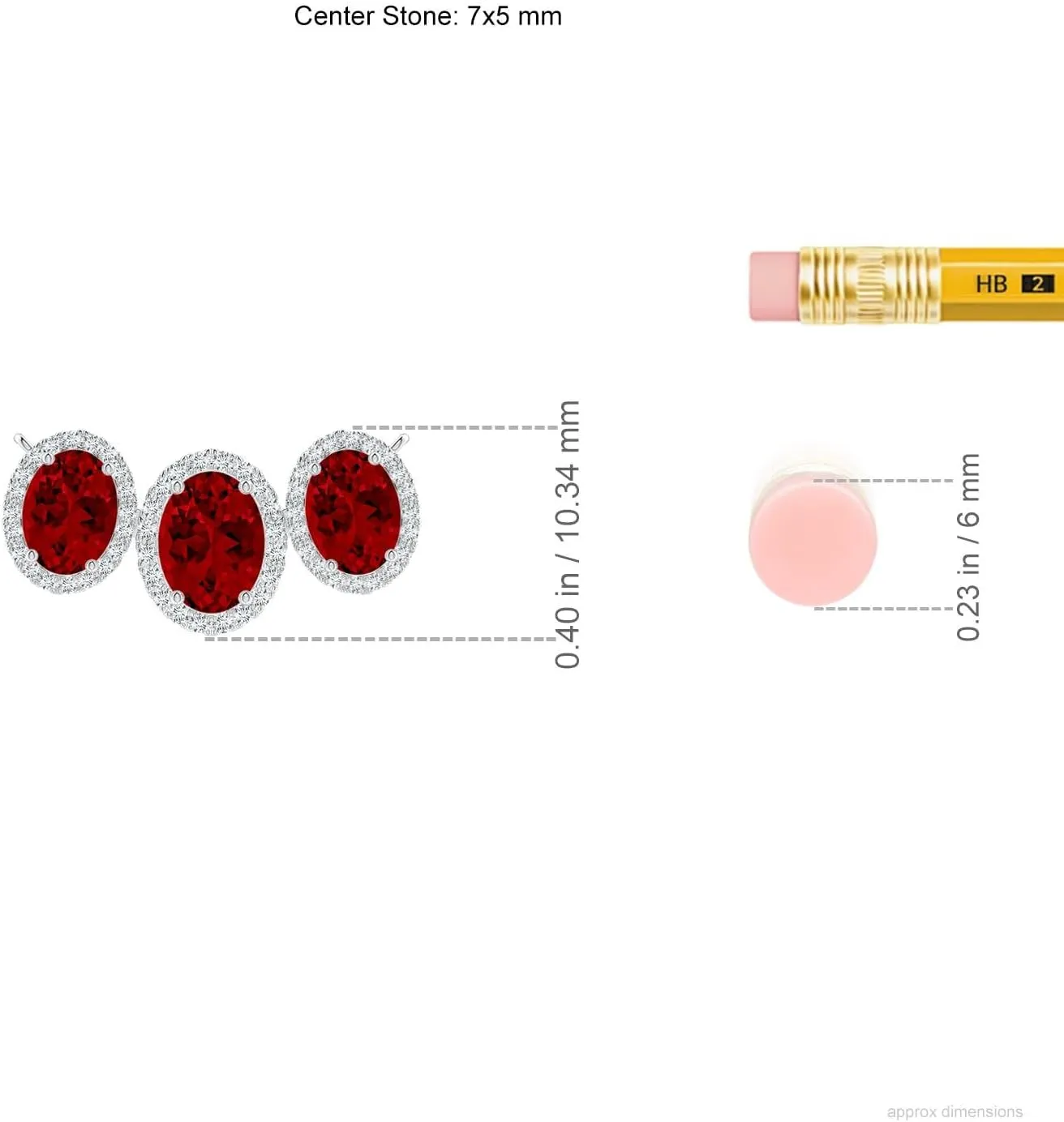 Angara Three Stone Oval Lab Grown Ruby Halo Pendant in 14K Solid Gold/Platinum | July Birthstone, Birthday, Engagement, Anniversary, Wedding Jewelry Gift for Women
