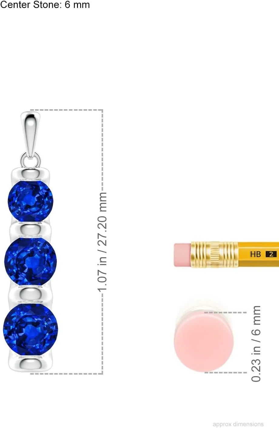 Angara Three Stone Round Lab Grown Blue Sapphire Journey Pendant in 14K Solid Gold/Platinum | September Birthstone, Birthday, Engagement, Anniversary, Wedding Jewelry Gift for Women