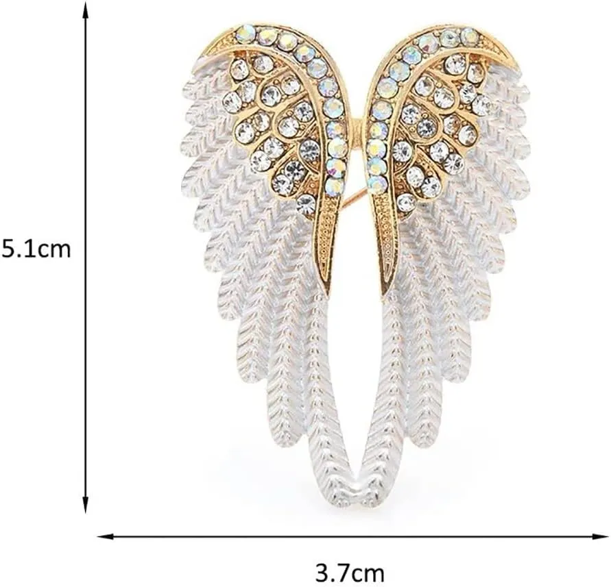 Angel Wing Lapel Brooch Pin for Women Girls Men Cubic Zirconia Crystal Enamel Fairy Elf Wings Pins Clip Shawl Dress Coat Suit Scarves Backpacks Brooches Pins Fashion Jewelry Birthday Gifts