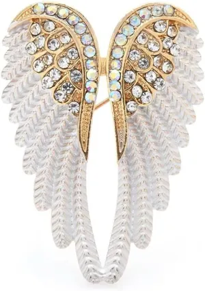 Angel Wing Lapel Brooch Pin for Women Girls Men Cubic Zirconia Crystal Enamel Fairy Elf Wings Pins Clip Shawl Dress Coat Suit Scarves Backpacks Brooches Pins Fashion Jewelry Birthday Gifts