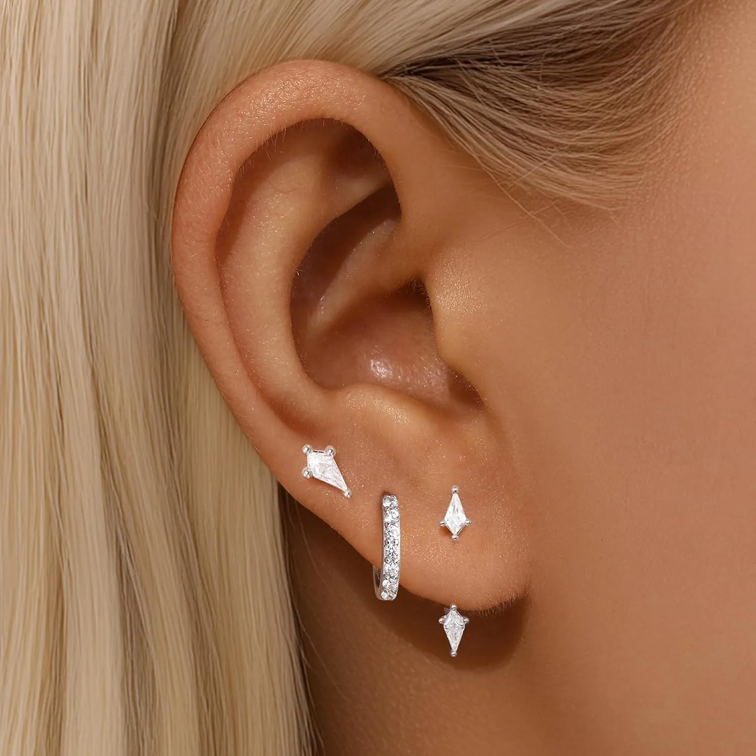 Angelady 3 Pairs Gold Hoop Earrings Set for Women, 14K Small Huggie Earring for Multiple Piercing Hypoallergenic Earring Stacks Trendy Jewelry, Dainty Sun Flower Stud Earrings for Women's Gifts