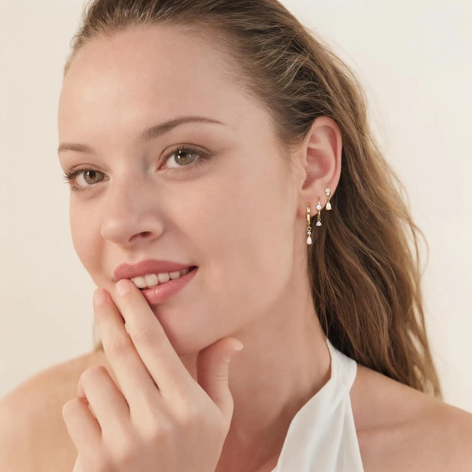 Angelady Opal Earrings Set for Women, Hypoallergenic S925 Sun Stud Earring for Sensitive Ears, Dainty Hoop Huggie Silver Opal Dangle Earring Stacks, Gold Earrings for Women Trendy 2025