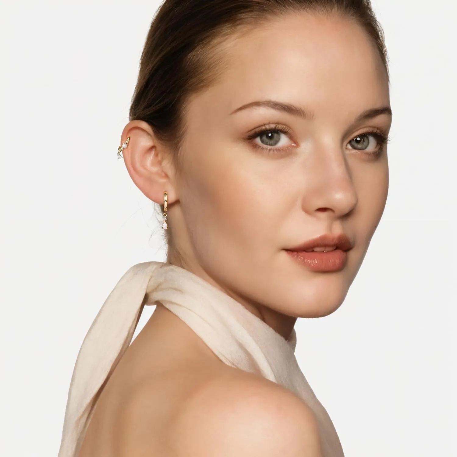 Angelady Opal Earrings Set for Women, Hypoallergenic S925 Sun Stud Earring for Sensitive Ears, Dainty Hoop Huggie Silver Opal Dangle Earring Stacks, Gold Earrings for Women Trendy 2025