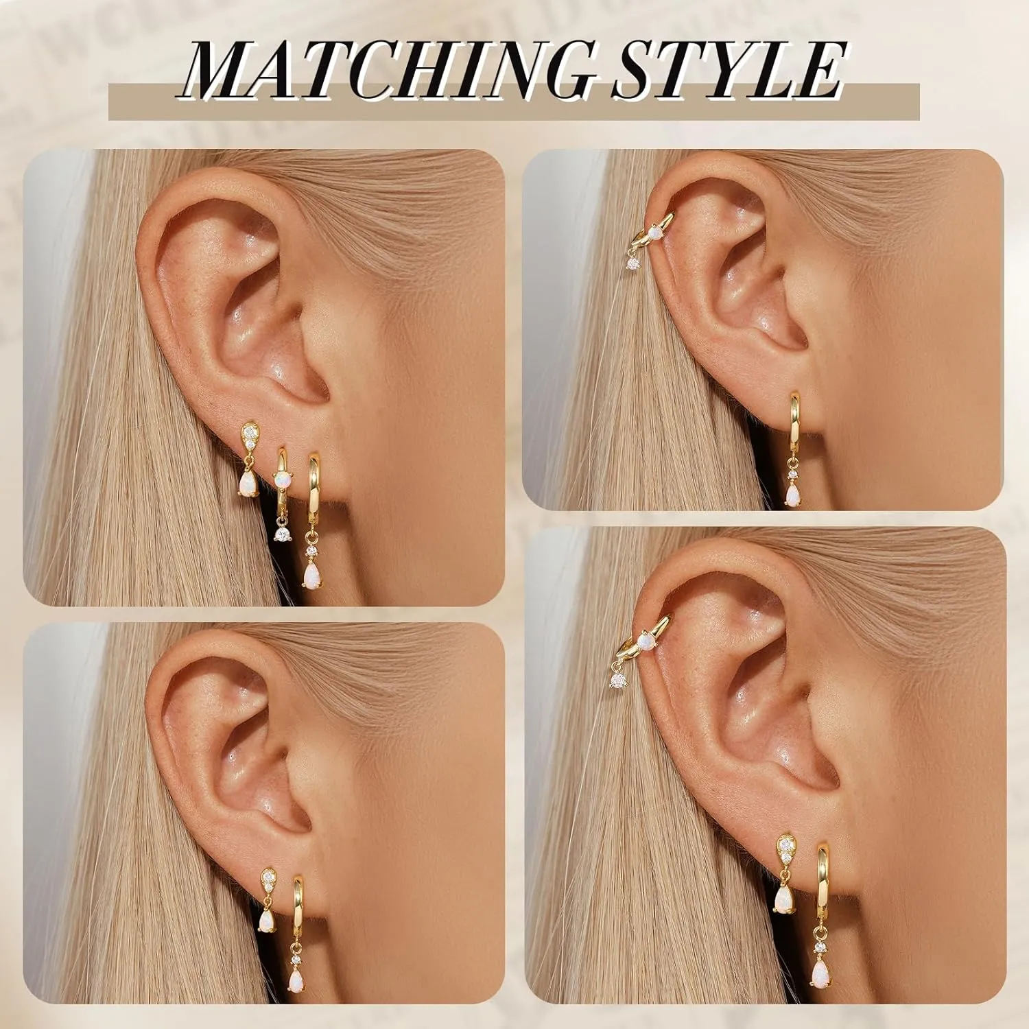 Angelady Opal Earrings Set for Women, Hypoallergenic S925 Sun Stud Earring for Sensitive Ears, Dainty Hoop Huggie Silver Opal Dangle Earring Stacks, Gold Earrings for Women Trendy 2025