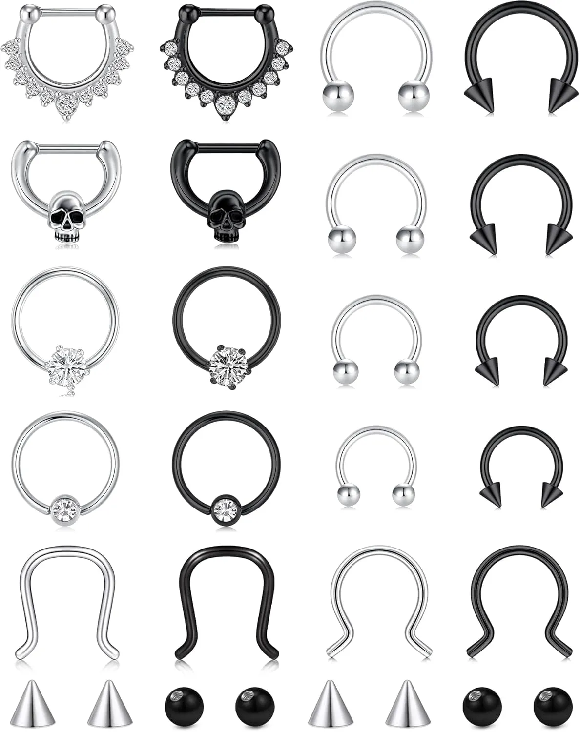 Anicina 16G Septum Rings Hoop Jewelry Nose Ring Horseshoe Stainless Steel Cartilage Earrings Helix Tragus Piercing