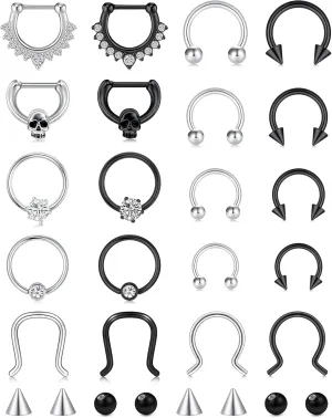 Anicina 16G Septum Rings Hoop Jewelry Nose Ring Horseshoe Stainless Steel Cartilage Earrings Helix Tragus Piercing