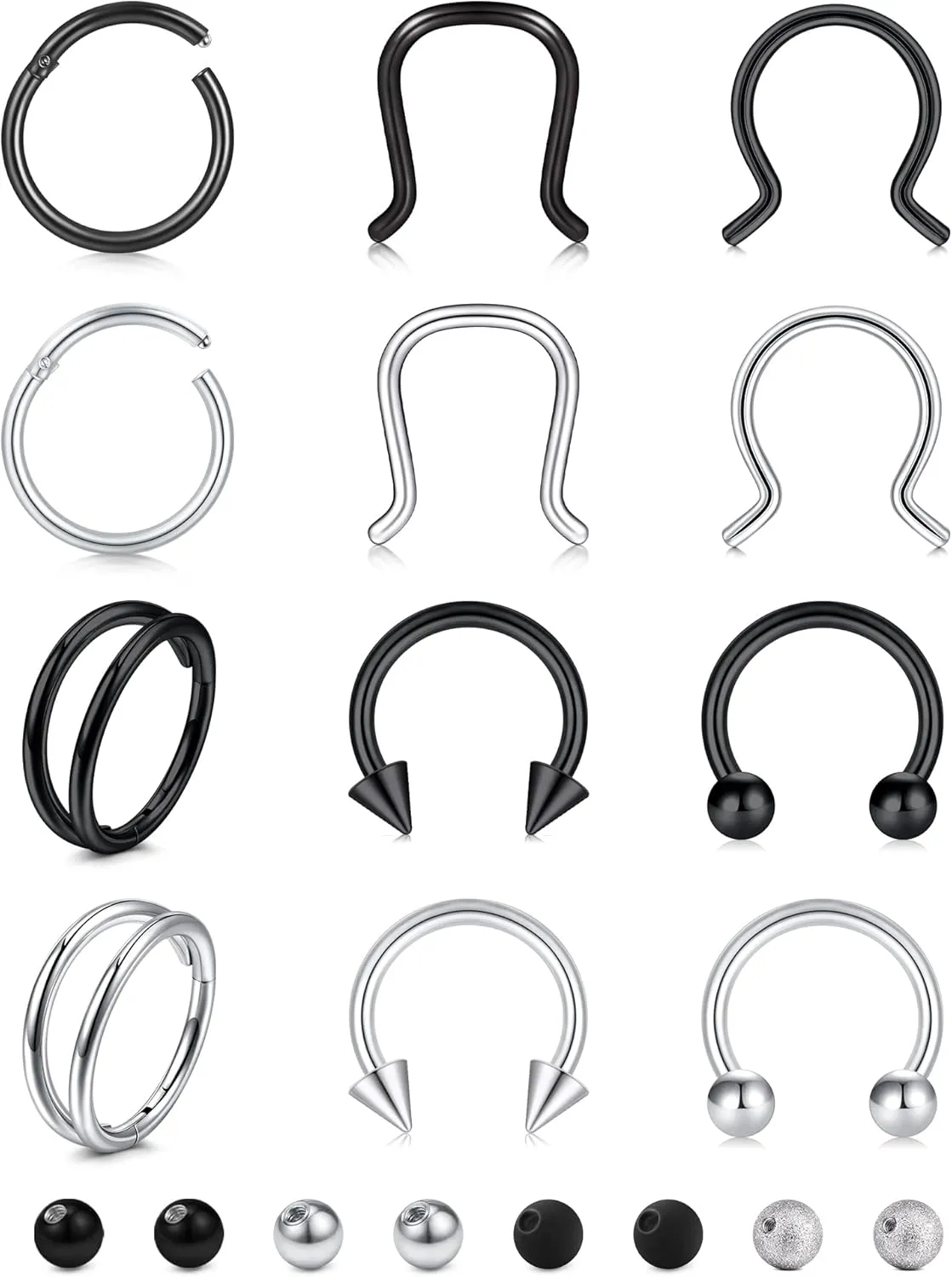 Anicina 16G Septum Rings Hoop Jewelry Nose Ring Horseshoe Stainless Steel Cartilage Earrings Helix Tragus Piercing