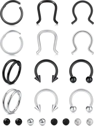 Anicina 16G Septum Rings Hoop Jewelry Nose Ring Horseshoe Stainless Steel Cartilage Earrings Helix Tragus Piercing