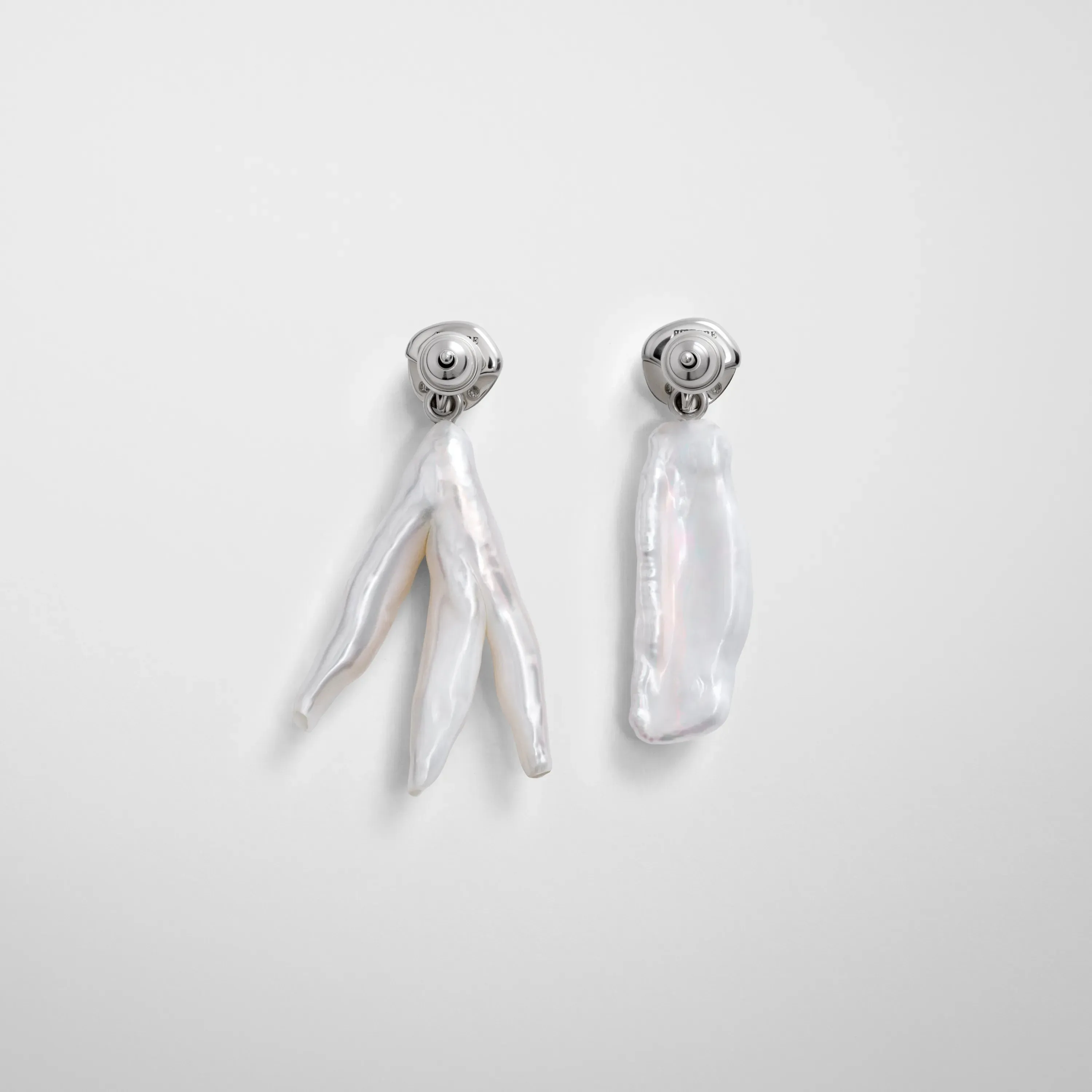 ASYMMETRIC PEARL EARRINGS | silver pearls