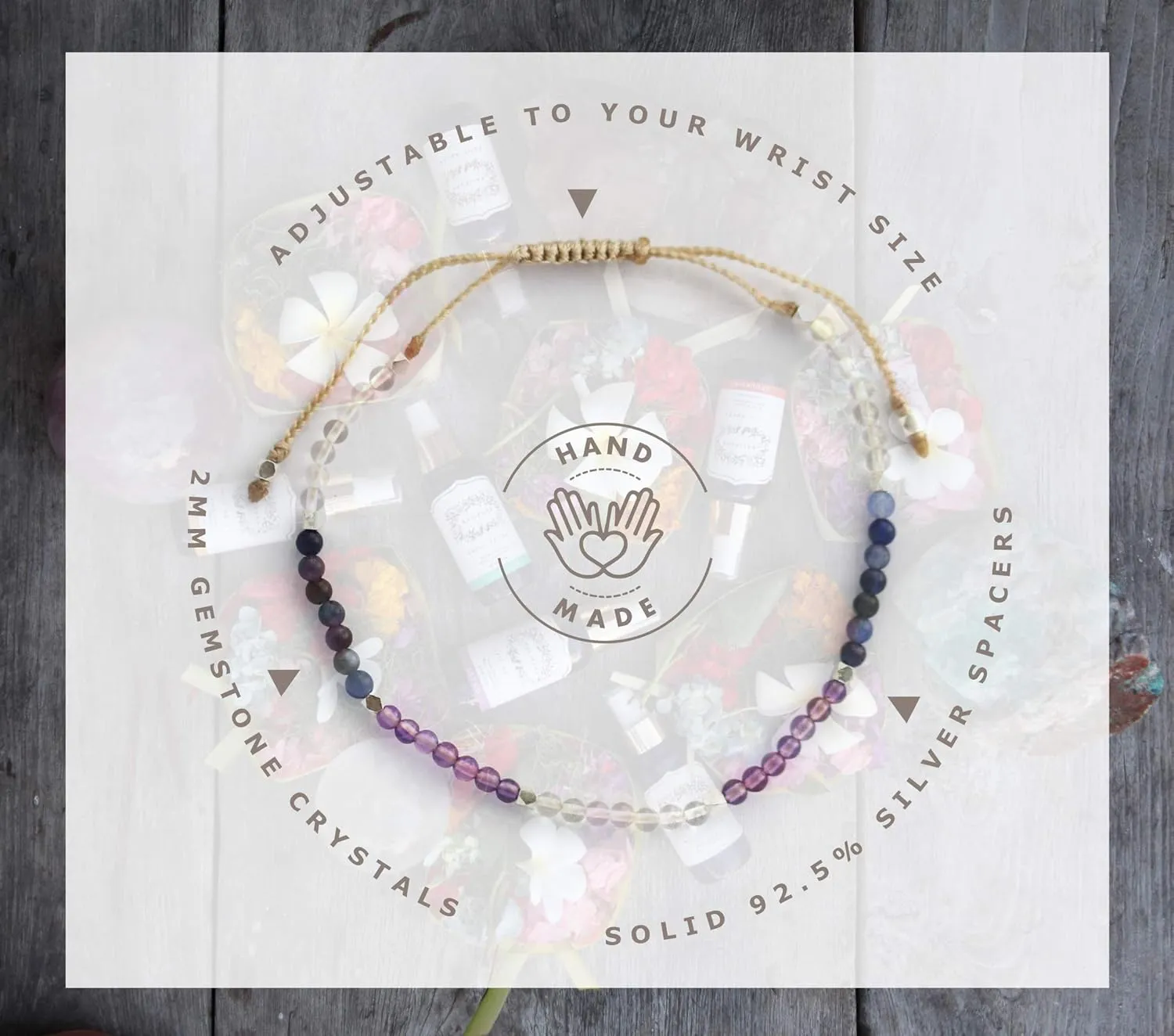 BALIPURA Aura Bracelet Collection for Women - 2mm SMALL (TINY) BEADS, Healing Crystals, Gemstones, and 925 Solid Silver Beads - Essential Women's Real Stone Bracelets