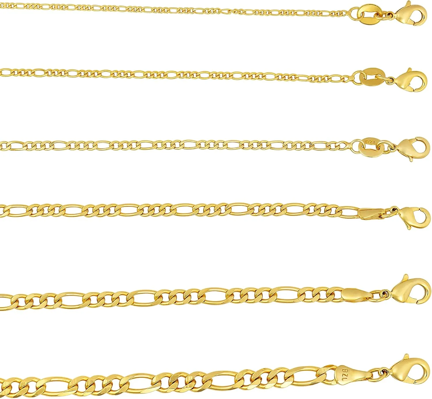 Barzel 18K Gold Plated Figaro Bracelet - Made In Brazil