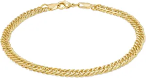 Barzel 18K Gold Plated Rambo Cuban Curb Anklet for Women, 10 Inches - Made In Brazil
