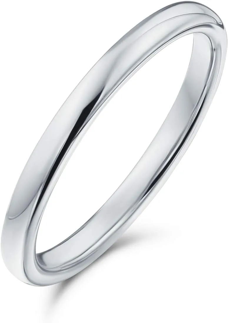 Basic Plain Simple Dome Couples Classic Black Rose Gold Plated Titanium 2-8MM Wedding Band Ring For Men Women Comfort Fit