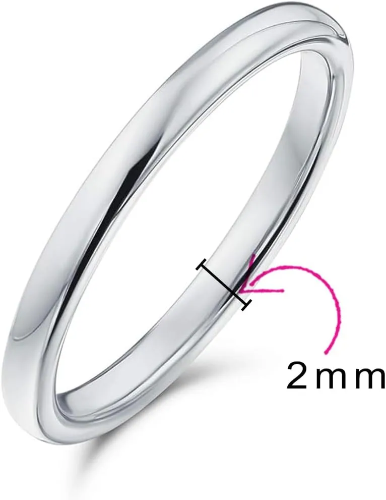 Basic Plain Simple Dome Couples Classic Black Rose Gold Plated Titanium 2-8MM Wedding Band Ring For Men Women Comfort Fit