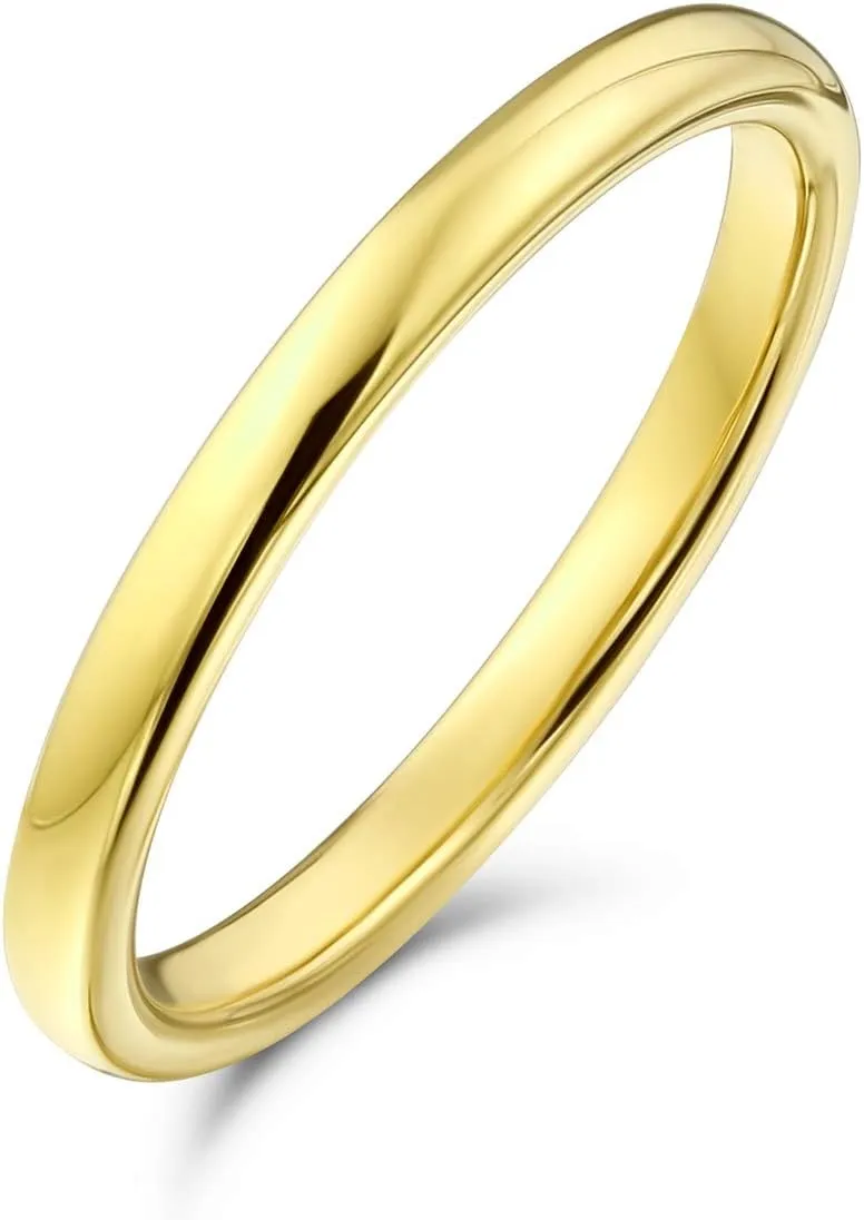 Basic Plain Simple Dome Couples Classic Black Rose Gold Plated Titanium 2-8MM Wedding Band Ring For Men Women Comfort Fit