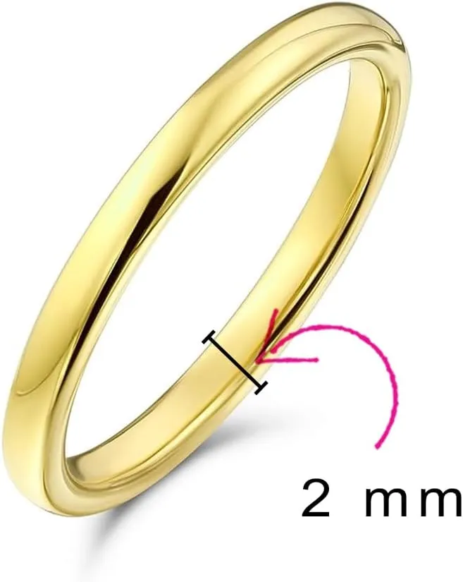 Basic Plain Simple Dome Couples Classic Black Rose Gold Plated Titanium 2-8MM Wedding Band Ring For Men Women Comfort Fit