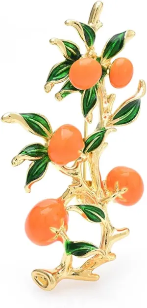 Beauty Orange Brooch Lapel Pin For Women Girls Enamel Fruits Plants Brooch Pins