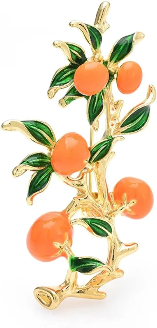 Beauty Orange Brooch Lapel Pin For Women Girls Enamel Fruits Plants Brooch Pins