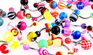 Belly Button Ring 316L Surgical Steel Bar Assortment UV Lot of 5 14 Gauge 3/8" "Free Pouch