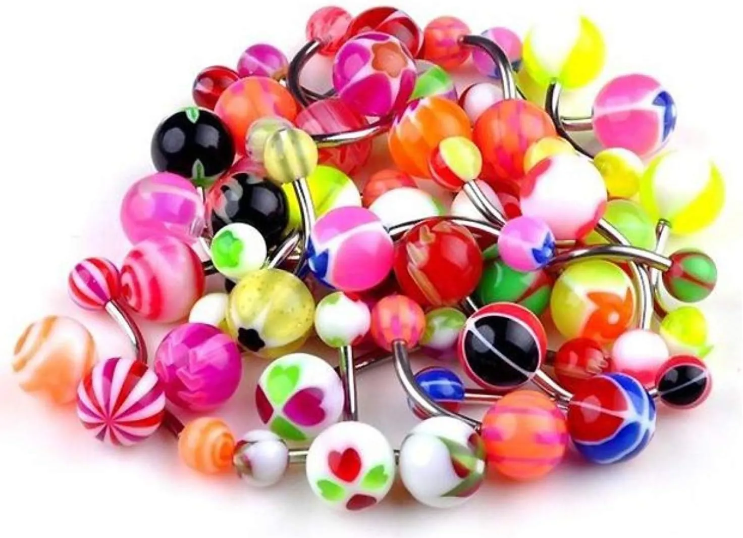 Belly Button Ring Assortment 14 Gauge Navel 3/8" Lot of 20