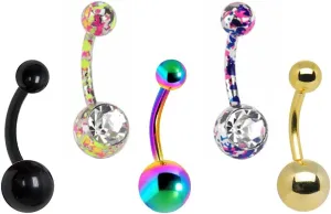 Belly Button Rings 14G Surgical Steel Piercing Jewelry - 5 Pieces