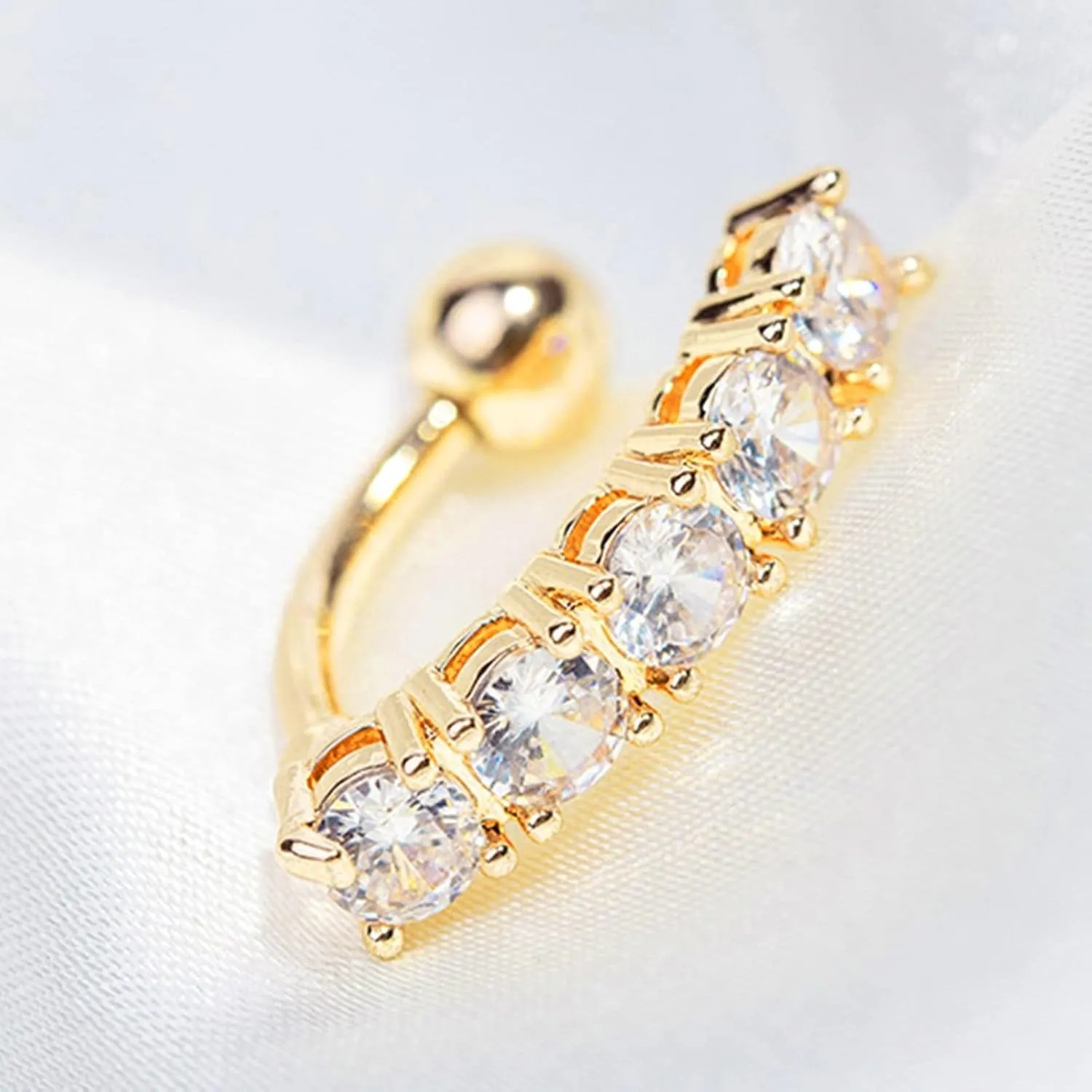 Belly Rings for Women, Short Bar Belly Ring Belly Ring Surgical Steel Classic Barbell Cubic Zirconia Belly Button Piercing Jewelry