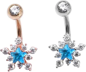 BESPORTBLE Stainless Steel Belly Button Rings Snowflake Star Design Earring Nose Piercing Jewelry Set