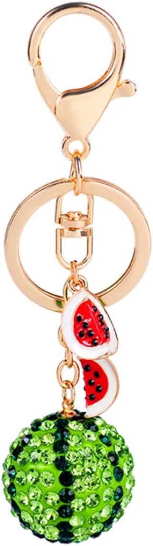 Bestdays Crystal Rhinestone Key Ring Keychain Charm (Green Watermelon)
