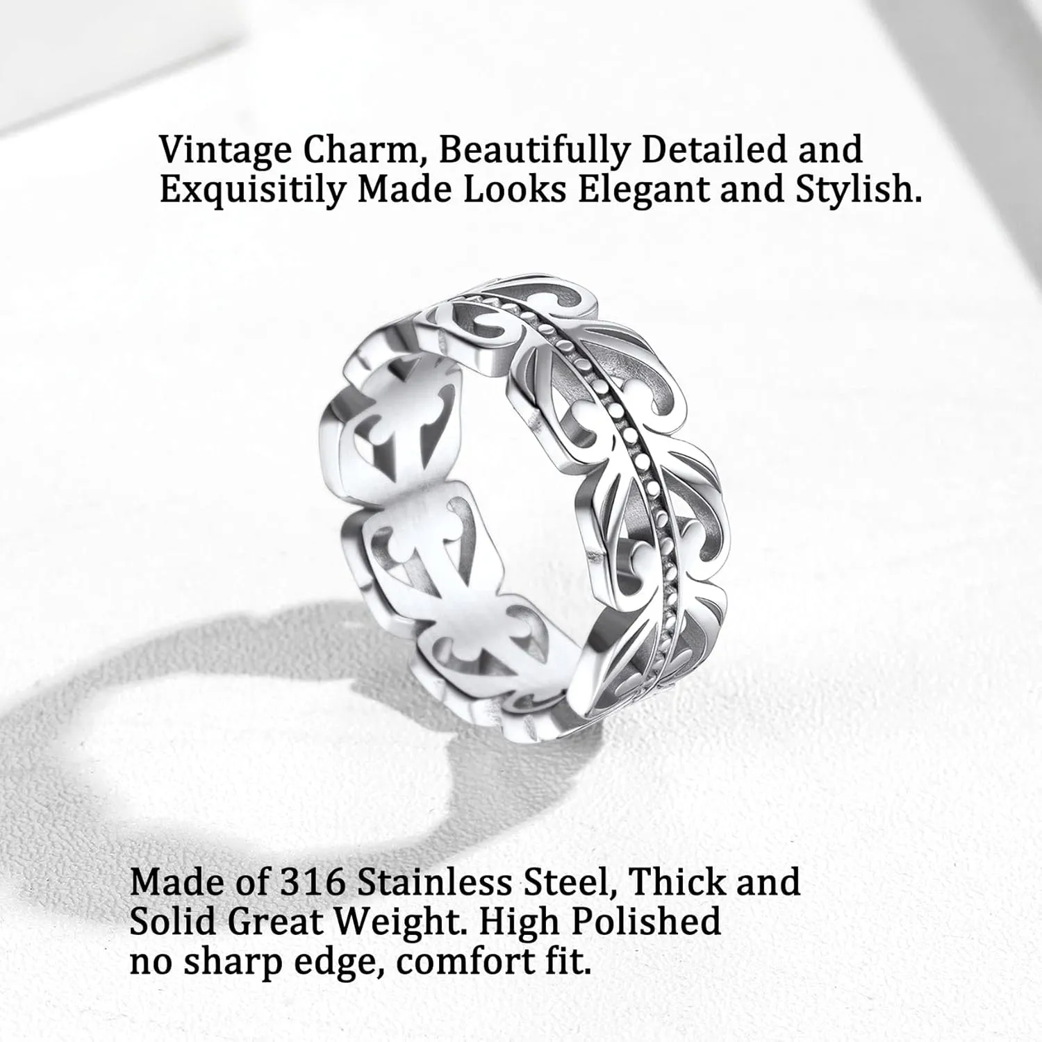 Bestyle Celtic Rings in Three Classic Style, Solid Stainless Steel Band Ring in Gold/Silver/Black Tone, Simple Celtic Knot Eternity Finger Ring for Friendnship Wedding Engagement Promise