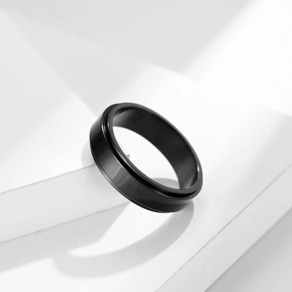 Bible Christian Spinner Inspirational Rings Stainless Steel Black Simple Classic Cross Rings End to End Wedding Band Comfortable Fit Religious Gifts for Men Women, Size 5 to 12