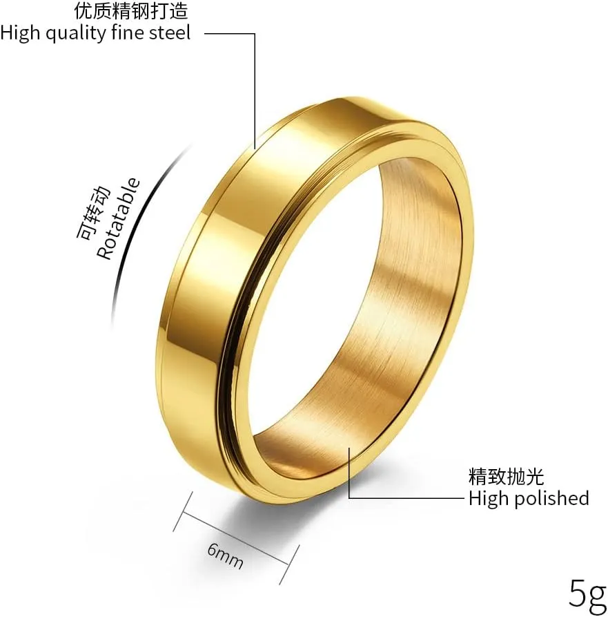 Bible Christian Spinner Inspirational Rings Stainless Steel Black Simple Classic Cross Rings End to End Wedding Band Comfortable Fit Religious Gifts for Men Women, Size 5 to 12