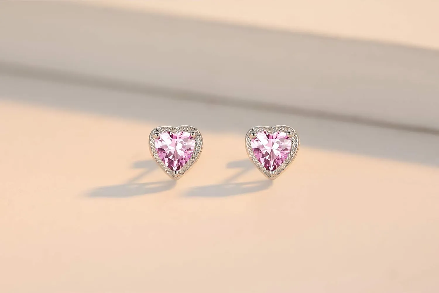 Birthstone Earrings Heart Studs, 925 Sterling Silver Birthstone Studs Cubic Zirconias Earrings, 12 Months Women Jewellery Gift For Her Wife Mom Birthday Wedding Engagement Anniversary