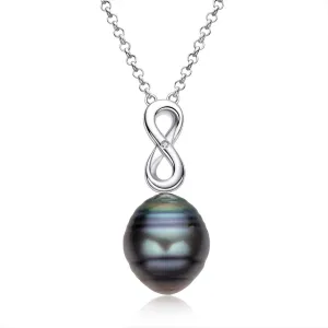 Black Pearl Pendant Necklace Tahitian South Sea Cultured Baroque Pearls Necklaces with 18" Sterling Silver Chain Jewelry Gifts for Women