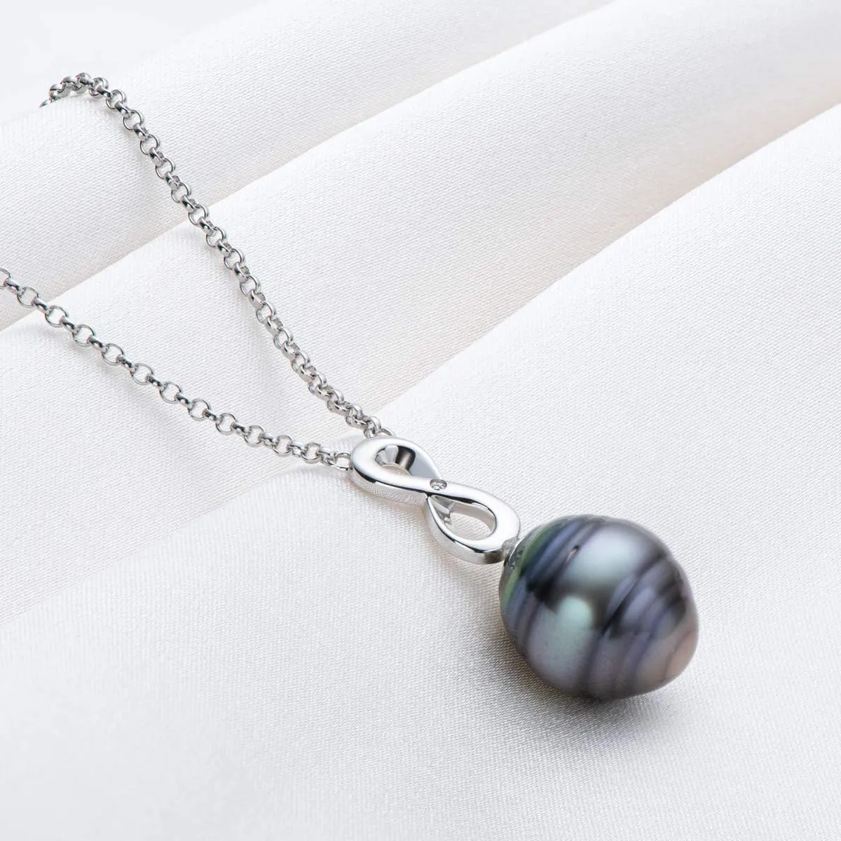 Black Pearl Pendant Necklace Tahitian South Sea Cultured Baroque Pearls Necklaces with 18" Sterling Silver Chain Jewelry Gifts for Women