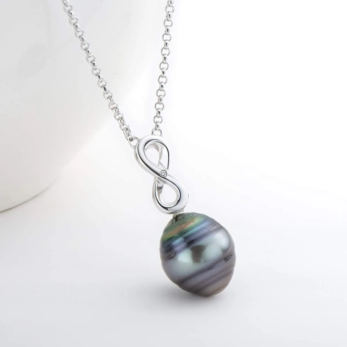 Black Pearl Pendant Necklace Tahitian South Sea Cultured Baroque Pearls Necklaces with 18" Sterling Silver Chain Jewelry Gifts for Women