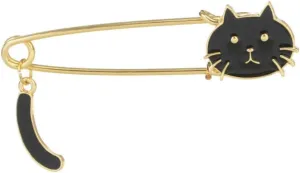 Black White Cat Brooch Pin for Women Girls Gold Plated Fashion Cute Enamel Animal Kitten Brooches Lapel Pins Dress Accessories Holiday Birthday Party Jewelry Unisex Gift Souvenir