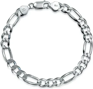 Bling Jewelry Mens Thick Solid Heavy .925 Sterling Silver Anchor Oval Forzata Chain Link Bracelet Made In Italy 8-8.5 Inch