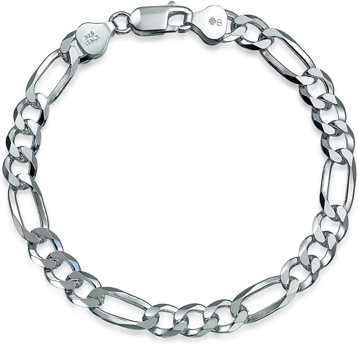 Bling Jewelry Mens Thick Solid Heavy .925 Sterling Silver Anchor Oval Forzata Chain Link Bracelet Made In Italy 8-8.5 Inch